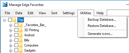 The Utilities menu